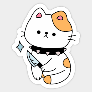 Cute kitten, with knife! Sticker